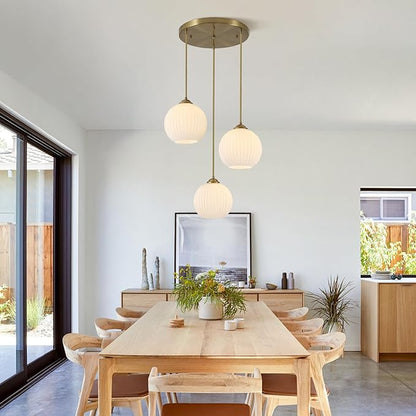 3 Light Pendant Lighting Milk Glass Chandelier Gold Cluster Pendant Light Fixture Vintage Chandelier White Glass Globe Pendant Lights Kitchen Island