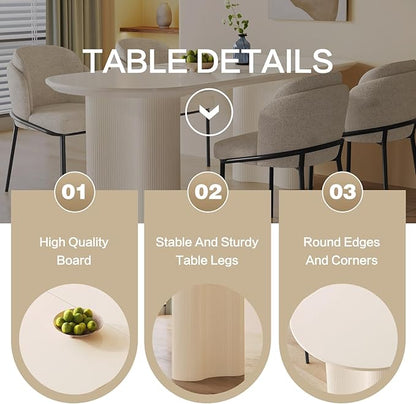 Guyii 70" Cream White Dining Table Set with 6 Chairs, Modern Kitchen Table, Indoor Use for Kitchen, Dining Room, Living Room, Small Spaces