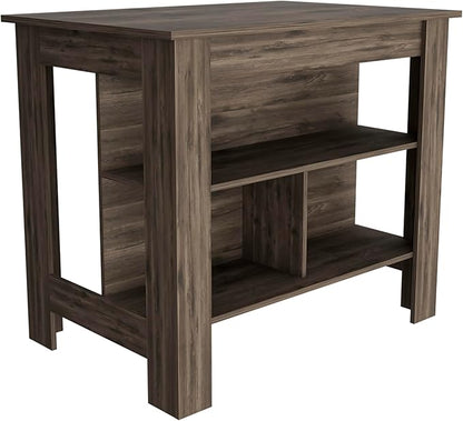 Modern Dining Table Kitchen Island Table with Shelves Adjustable Sturdy Stable Easy Clean Console Counter Luxury,Brown