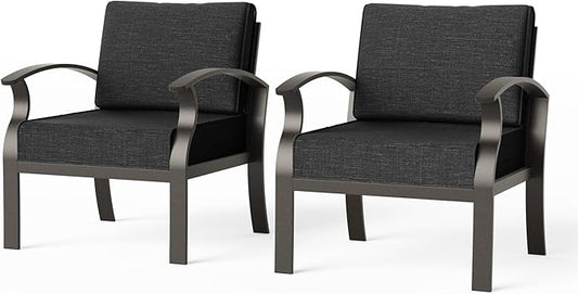 Metal Outdoor Patio Furniture Set for 2,Aluminum Patio Sectional Single Seat w/Removable Sponge Cushion,Outside Furniture for Porch, Balcony, Yard,Black