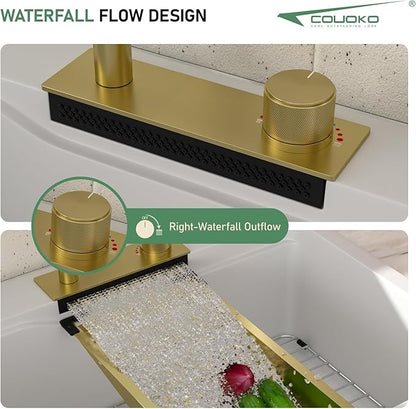 33x22 Drop In Waterfall Kitchen Sink White Granite Composite Smart Kitchen Sink Multifunction Single Bowl Top Mount White Multifunctional Waterfall Smart Sinks with Faucet Combo Glass Rinser