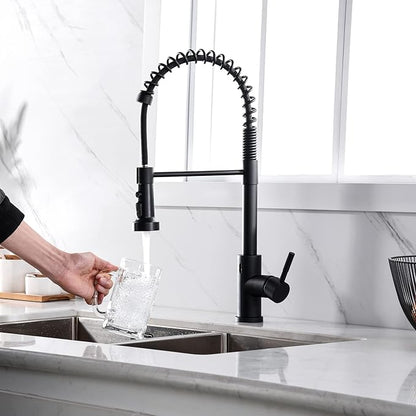 TIORIY Kitchen Faucet Head Replacement Black, with 15 Adapters Plastic Pull Down Faucet Spray Head, 3 Modes Pull Out Kitchen Sink Sprayer Nozzle, Matte Black