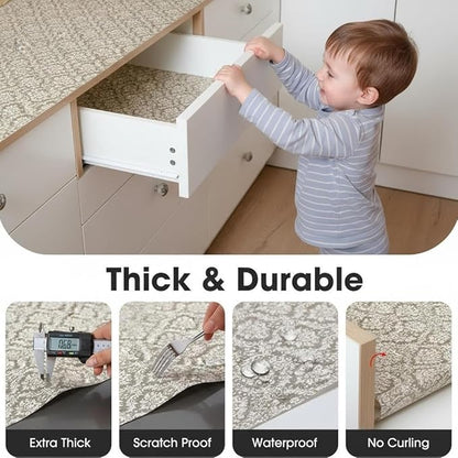 Coavas Shelf and Drawer Liner, Non Slip Extra Grip Non Adhesive Waterproof Thickened Cabinet Mat, Easy Cut for Kitchen Pantry Bathroom Dresser Cupboard (Beige Cream, 24IN x 20FT)