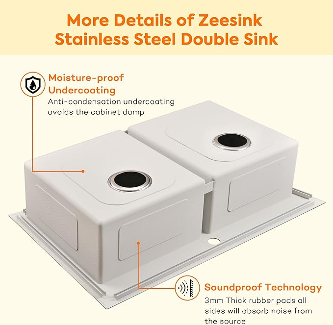 Black Kitchen Sink,33 X 22 inch Drop in Kitchen Sinks Double Bowl,16 Gauge Stainless Steel 50/50 Double Sink,Top Mount/Drop In Double Kitchen Sink 33 inch