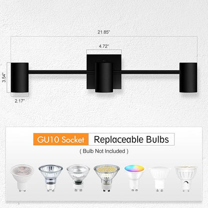 BoostArea Track Lighting Fixtures Ceiling, 3 Way Track Lighting Kit, LED Track Lighting with Rotatable Light Heads, Modern Ceiling Spot Lighting for Kitchen/Bedroom/Living Room, GU10 Bulb Not Included