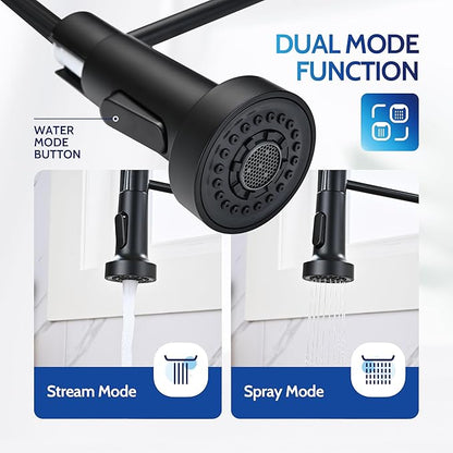 LUFEIDRA Touchless Kitchen Faucet with Pull Down Sprayer-Black Kitchen Faucet with Side Motion Sensor, Smart Hands-Free Spring Kitchen Sink Faucet for Modern Rv Outdoor Laundry Bar Sink, Matte Black