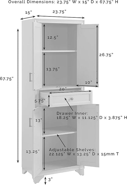Crosley Furniture Tara 2-Piece Pantry Storage Cabinet Set with Shelves, Kitchen, Dining, or Laundry Room, Distressed White