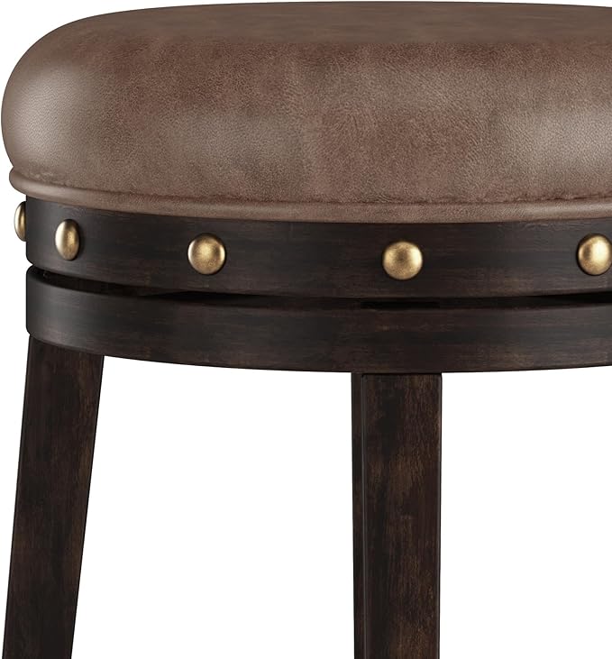 Hillsdale Benard Backless Swivel Counter Stool Height, Brown