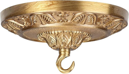 6 Inches Vintage Brass Ceiling Canopy Plate, Antique-Style Mounting Kit for Pendant Lights Chandeliers