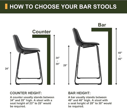 NicBex Retro Bar Stools Crazy-Horse Leather with Metal Legs Barstools, Lounge Kitchen Island Bar Stools, Set of 2, (Black Color) (A-GE17022-USSU014)