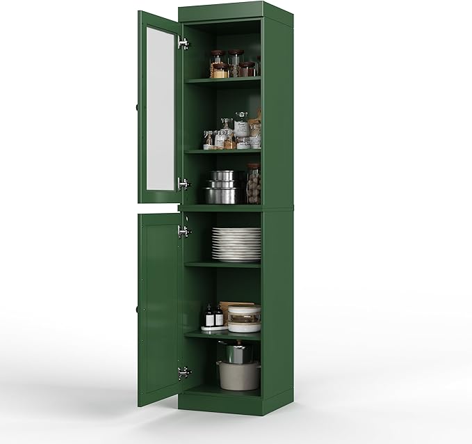 Palace Imports 100% Solid Wood 16.5"" Pantry Cabinet with Raised Panel Doors & Adjustable Shelves