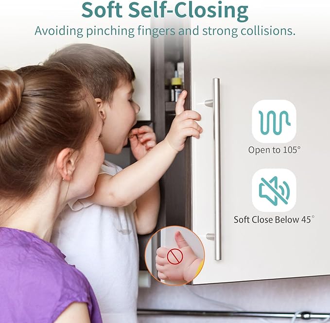 50 Pack 3/4" Overlay 3D Soft Close Hinges for Face Frame Kitchen Cabinet, 3 Way Adjust, Self Closing Concealed Cabinet Hinges-105 Degree