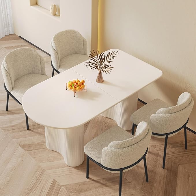 Dining Table Set for 4, Modern Kitchen Table with 4 Chairs, Dining Room Table Set for Kitchen,Dining Room,Home & Office (55.11" White Table with 4 Chairs)