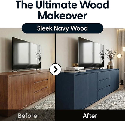 Peel and Stick Navy Blue Wood Contact Paper 17.3" x 118" Thick Waterproof Vinyl Wallpaper Roll Self Adhesive Modern Matte Wood Grain Decor Removable Film for Kitchen Countertops Cabinets