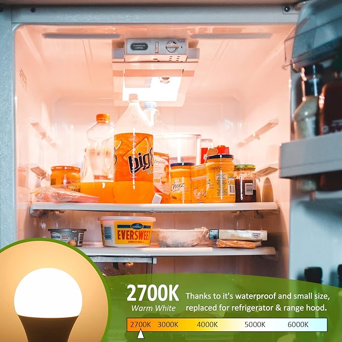LED Range Hood Light Bulbs Replacement, 40 Watt Equivalent, LED Appliance Bulb for Refrigerator/Stove Hood/Fridge, 2700K SOFE White, E26 Base, Waterproof, Non-Dimmable, Pack of 2