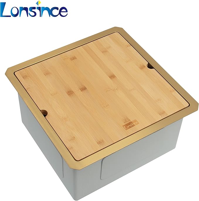 Gold Bar Sink Undermount,Small Bar & Prep Sinks,16 gauge Stainless Steel Bar Sink with Workstation for Wet Bar Area (17" X 19")