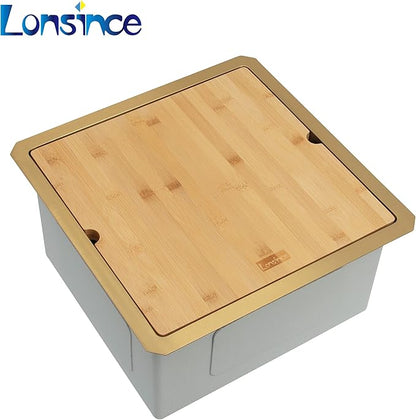 Gold Bar Sink Undermount,Small Bar & Prep Sinks,16 gauge Stainless Steel Bar Sink with Workstation for Wet Bar Area (17" X 19")