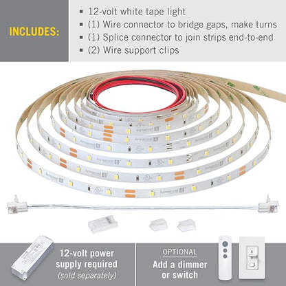 Armacost Lighting RibbonFlex Pro 12V White LED Strip Lights 30 LED/m, 5000K, 8.2 ft 161210