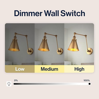 JONATHAN Y 7" Brass Gold Classic Industrial Metal Adjustable Arm LED Wall Sconce for Bedside Reading, Farmhouse Swing Arm Wall Lamp with Metal Shade, Hardwired (JYL7461A-SET2)