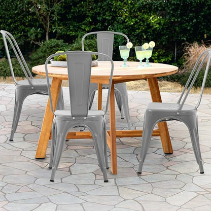 FDW Dining Chairs Set of 4 Indoor Outdoor Chairs Patio Chairs Furniture Kitchen Metal Chairs 18 Inch Seat Height 330LBS Weight Capacity Restaurant Chair Stackable Chair Tolix Side Bar Chairs,Gray