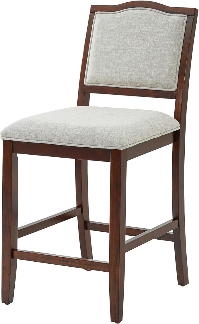 Counter Height Bar Stools Set of 2 Rustic 2 Pack Bar Stools with Rubber Wood Frame, Ergonomic Backrest, for Kitchen Island, Dining Room, Cherry SX534