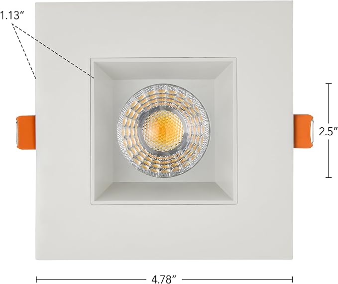Maxxima 4 in. Ultra-Thin Recessed Anti-Glare LED Downlight, Canless IC Rated, 5 Color Temperature Selectable 2700K/3000K/3500K/4000K/5000K, Dimmable Square Stone Gray Trim, 90 CRI