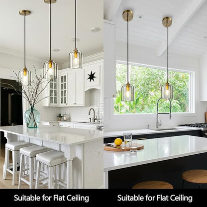Crystal Pendant Light Kitchen Island Brass Crystal Pendant Light Over Island Height-Adjustable Dimmable Gold Pendant Lights Over Dining Table,E12 Bulb Included