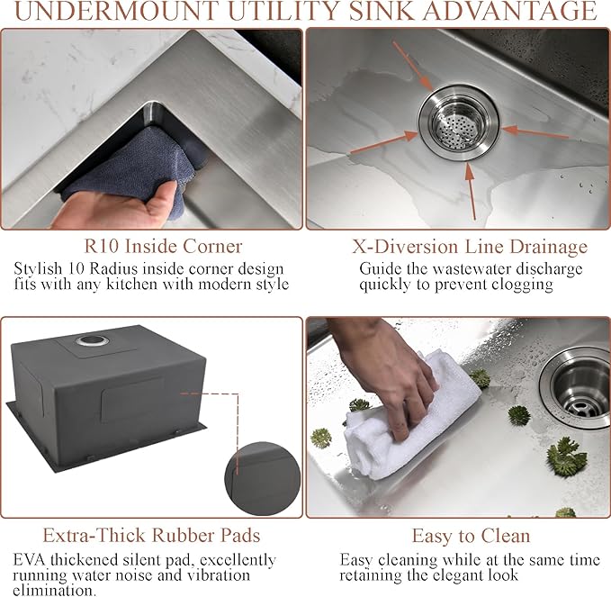 25 Inch Drop In Laundry Sink with Faucet Combo-Bokaiya 25"x22"x13" Stainless Steel Laundry Utility Room Sink 16 Gauge Deep Single Bowl Drop In Kitchen Sink