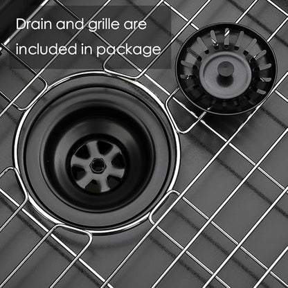 25 Inch Black Drop In Kitchen Sink, 25 x 22 Inch16 Gauge Single Bowl Stainless Steel Handmade Topmount Black Sink RV Bar Sink Basin with Accessories