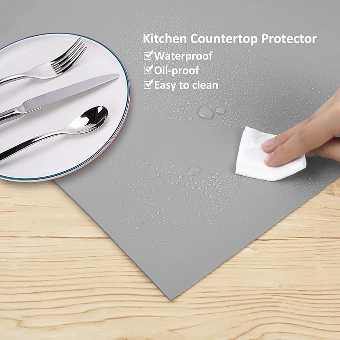 Silicone Mat Heat Resistant Mats for Countertop, Multipurpose Large Silicone Mats for Crafts Kitchen Workbench Size 36x24 inches Thick 2mm,Rolled Package,Grey