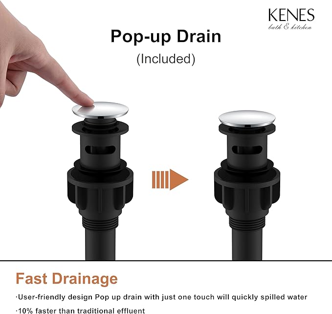KENES Chrome Bathroom Faucet Single Handle Bathroom Sink Faucet Lavatory Vanity Faucet with Pop Up Drain & Water Supply Lines LJ-9031-5