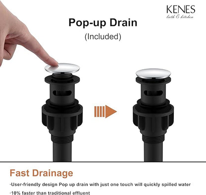 KENES Chrome Bathroom Faucet Single Handle Bathroom Sink Faucet Lavatory Vanity Faucet with Pop Up Drain & Water Supply Lines LJ-9031-5