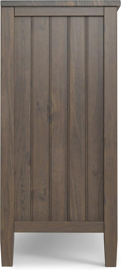 SIMPLIHOME Lev SOLID WOOD 32 Inch Wide Contemporary Low Storage Cabinet in Smoky Brown, For the Living Room, Entryway and Family Room