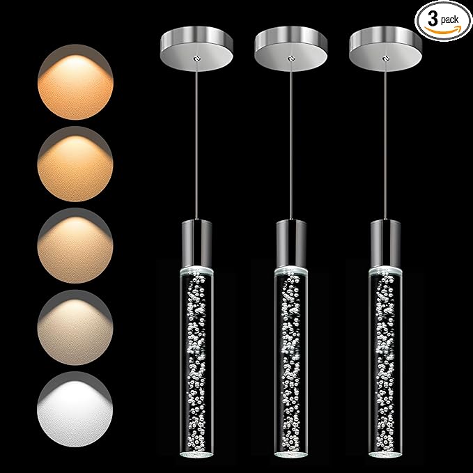 Modern LED Pendant Lights Kitchen Island Lighting,Dimmable 5CCT/2700K/3000K/3500K/4000K/5000K,Hanging Island Lights Kitchen Ceiling Lighting Fixtures,for Kitchen Dining Room (3 Pack)