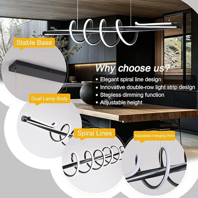 Led Chandelier,Dimmable Modern Led Chandelier for Dining Room Light Fixture with Remote,Led Pendant Light Kitchen Island Lighting Color Changing 3000K-6500K Hanging Ceiling light for Living Room