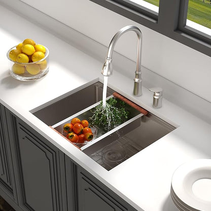 Lordear 23 Inch Undermount Kitchen Sink Workstation16 Gauge Stainless Steel Bar Sinks Single Bowl with Cutting Board Under Counter Handmade Sink