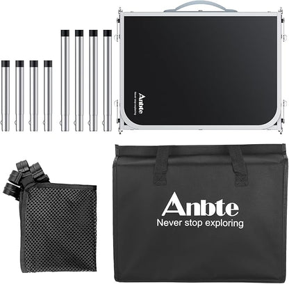 Anbte Folding Camping Table with Storage Net, 3ft Camping Table Aluminum Folding Table with 3 Adjustable Height Max 27.1 Inch Picnic Table Portable Table for Outdoor Backyard BBQ, Black