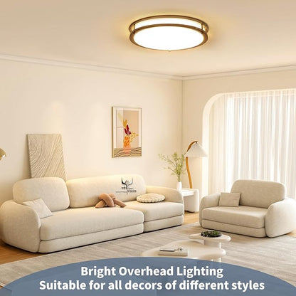 16Inch LED Ceiling Light Fixtures, Flush Mount Light Fixtures 50W, 5CCT Adjustable 2700K 3000K 4000K 5000K 6500K, Close to Ceiling Light for Kitchen Bathroom Kitchen Bedroom Brushed Nickel 2 Packs