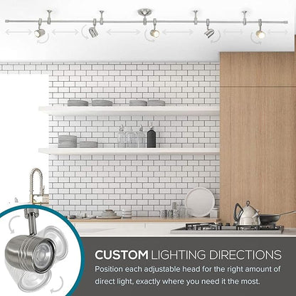 Catalina Lighting 96" Track Ceiling Light, Brushed Nickel, Transitional 5-Light LED Flex Track, Bulb Included, for Kitchen, Living Room, Home Lighting