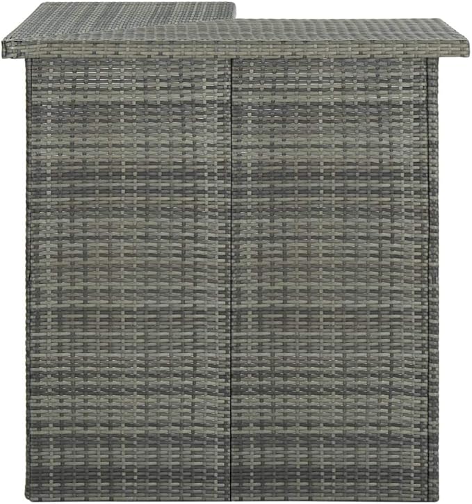 Gray Corner Bar Table with Storage Shelves, Rectangular Modern Design for Small Spaces, Indoor and Outdoor Use in Dining Room Kitchen Patio