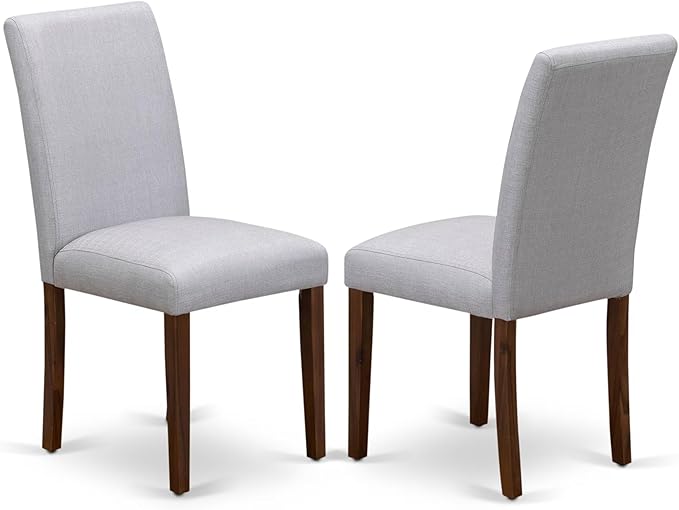 East West Furniture ABP8T05 Abbott Parson Chairs - Grey Linen Fabric Padded Dining Chairs, Set of 2, Walnut
