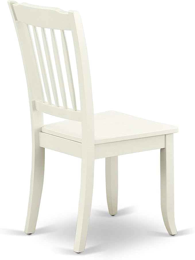 East West Furniture DAC-LWH-W Danbury Kitchen Dining Chairs - Slat Back Wooden Seat Chairs, Set of 2, Linen White