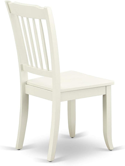 East West Furniture DAC-LWH-W Danbury Kitchen Dining Chairs - Slat Back Wooden Seat Chairs, Set of 2, Linen White
