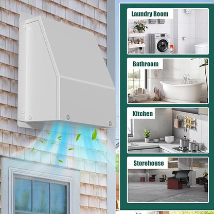 10 inch Wall Vent Cover for Dryer Vent, Outdoor Wall Exhaust Vent Cap Exterior Air Vent Cover with Screen & Damper, External Extractor Wall Vent Hood for Bathroom Fan Range Hood HVAC Duct