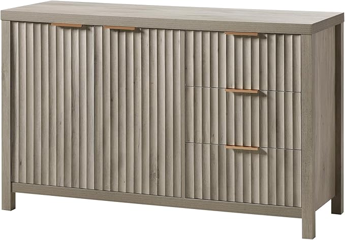 OAKHAM HOME Oxford Fluted Storage Sideboard Large Buffet with Adjustable Shelves, Multifunctional Accent Console Cabinet for Living Room