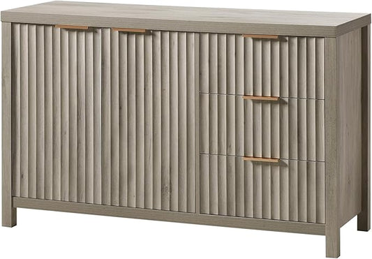 OAKHAM HOME Oxford Fluted Storage Sideboard Large Buffet with Adjustable Shelves, Multifunctional Accent Console Cabinet for Living Room