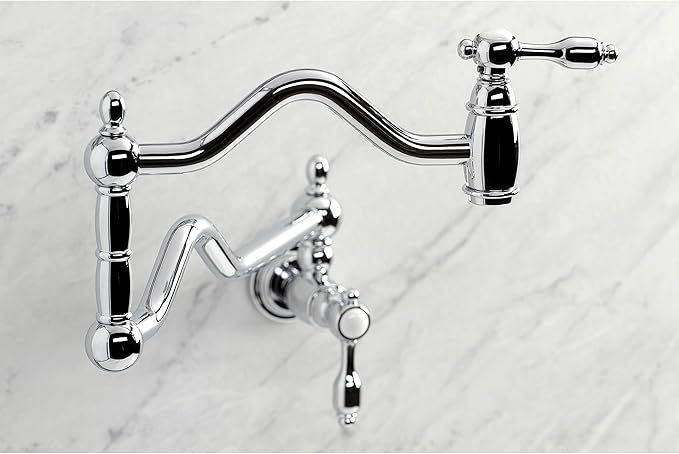 Kingston Brass KS2101TAL Tudor Wall Mount Pot Filler, Polished Chrome