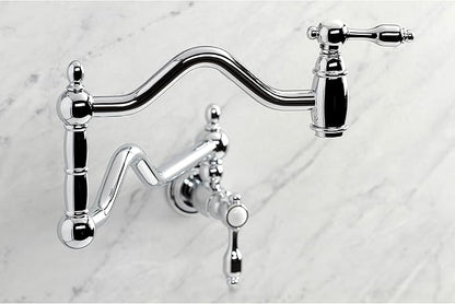 Kingston Brass KS2101TAL Tudor Wall Mount Pot Filler, Polished Chrome