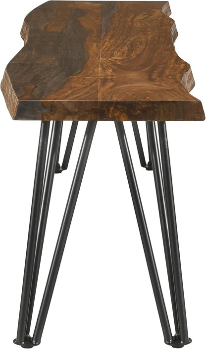 Hairpin Leg Bench Grey Sheesham Live Edge Wood Dining Bench for Kitchen Island and Entryway Seating Furniture