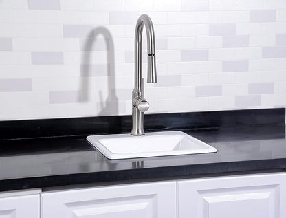 Gourmetier GCKTS15158 15X15 Single Bowl Top Mount Drop-In Kitchen Sink, White
